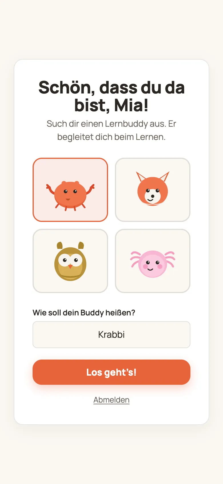 Auswahl des Lernbuddys